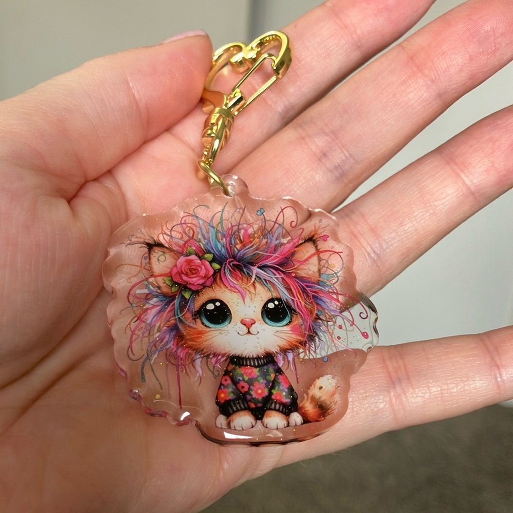 Colorful Cat Keychain - Picture 3 of 6